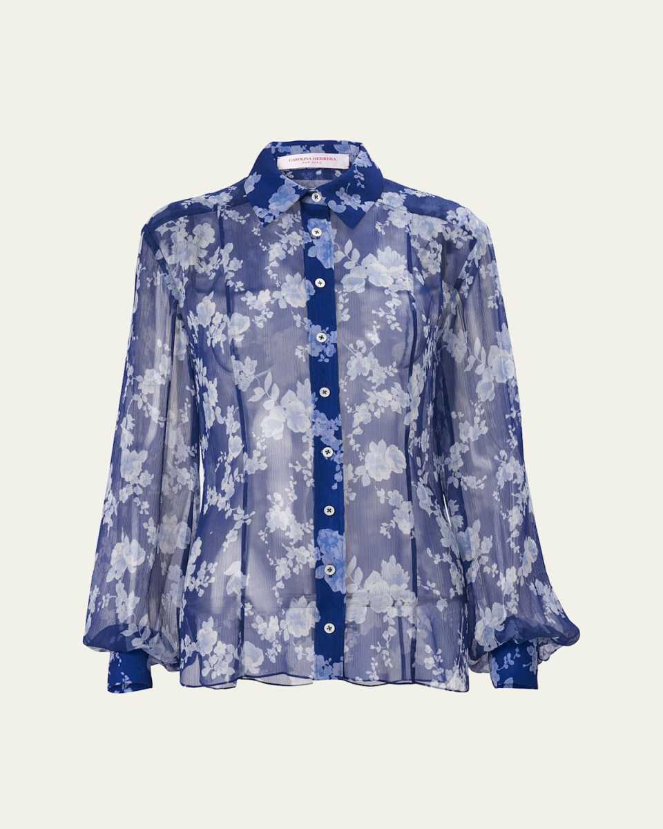 Floral Button Down Chiffon Blouse